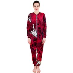 Roses Baby S Breath Bouquet Floral Onepiece Jumpsuit (ladies)  by Pakrebo