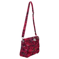 Roses Baby S Breath Bouquet Floral Shoulder Bag With Back Zipper