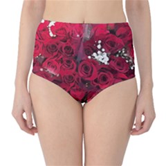 Roses Baby S Breath Bouquet Floral Classic High-waist Bikini Bottoms by Pakrebo