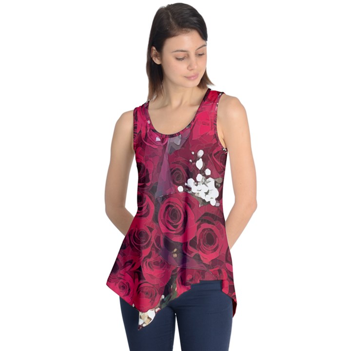 Roses Baby S Breath Bouquet Floral Sleeveless Tunic