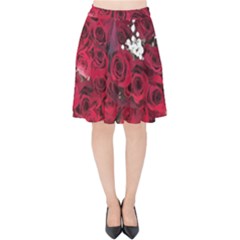 Roses Baby S Breath Bouquet Floral Velvet High Waist Skirt