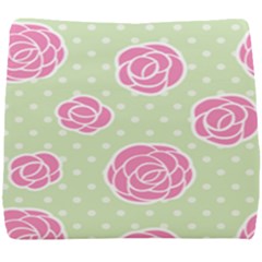 Roses Flowers Pink And Pastel Lime Green Pattern With Retro Dots Seat Cushion by genx