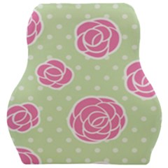 Roses Flowers Pink And Pastel Lime Green Pattern With Retro Dots Car Seat Velour Cushion  by genx