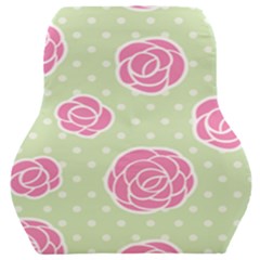 Roses Flowers Pink And Pastel Lime Green Pattern With Retro Dots Car Seat Back Cushion  by genx