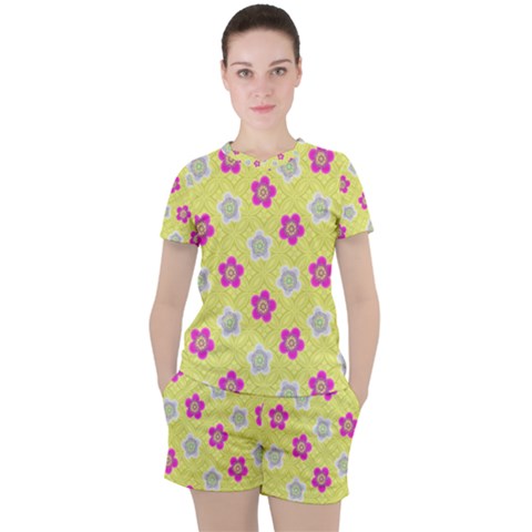 Traditional Patterns Plum Women s Tee And Shorts Set by Pakrebo