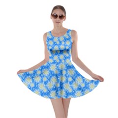 Hydrangea Blue Glitter Round Skater Dress by Pakrebo