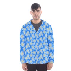 Hydrangea Blue Glitter Round Men s Hooded Windbreaker by Pakrebo