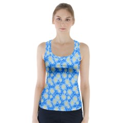 Hydrangea Blue Glitter Round Racer Back Sports Top by Pakrebo