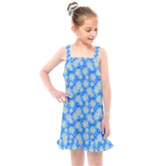 Hydrangea Blue Glitter Round Kids  Overall Dress by Pakrebo