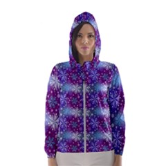 Snow White Blue Purple Tulip Women s Hooded Windbreaker by Pakrebo