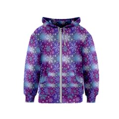 Snow White Blue Purple Tulip Kids  Zipper Hoodie by Pakrebo