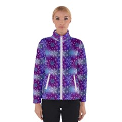 Snow White Blue Purple Tulip Winter Jacket by Pakrebo