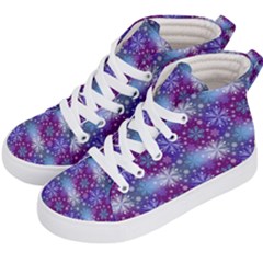 Snow White Blue Purple Tulip Kids  Hi-top Skate Sneakers by Pakrebo