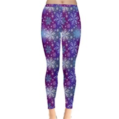 Snow White Blue Purple Tulip Inside Out Leggings by Pakrebo