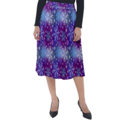 Snow White Blue Purple Tulip Classic Velour Midi Skirt  by Pakrebo