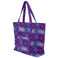 Snow White Blue Purple Tulip Zip Up Canvas Bag