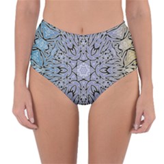 Tile Design Art Mosaic Pattern Reversible High-waist Bikini Bottoms by Pakrebo