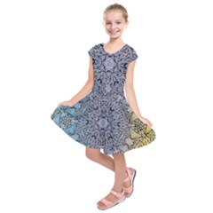 Tile Design Art Mosaic Pattern Kids  Short Sleeve Dress by Pakrebo