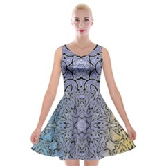 Tile Design Art Mosaic Pattern Velvet Skater Dress by Pakrebo