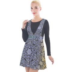 Tile Design Art Mosaic Pattern Plunge Pinafore Velour Dress