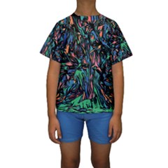 Tree Forest Abstract Forrest Kids  Short Sleeve Swimwear by Pakrebo