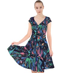 Tree Forest Abstract Forrest Cap Sleeve Front Wrap Midi Dress by Pakrebo