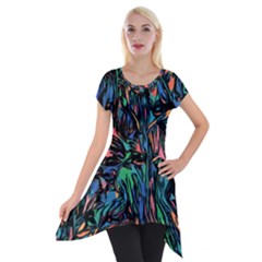 Tree Forest Abstract Forrest Short Sleeve Side Drop Tunic by Pakrebo