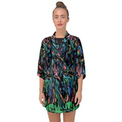 Tree Forest Abstract Forrest Half Sleeve Chiffon Kimono by Pakrebo