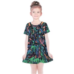 Tree Forest Abstract Forrest Kids  Simple Cotton Dress by Pakrebo