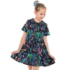 Tree Forest Abstract Forrest Kids  Short Sleeve Shirt Dress by Pakrebo