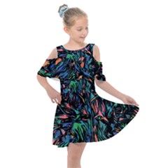 Tree Forest Abstract Forrest Kids  Shoulder Cutout Chiffon Dress by Pakrebo