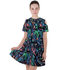 Tree Forest Abstract Forrest Short Sleeve Shoulder Cut Out Dress  by Pakrebo