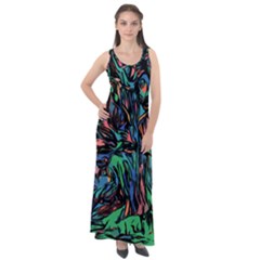 Tree Forest Abstract Forrest Sleeveless Velour Maxi Dress by Pakrebo