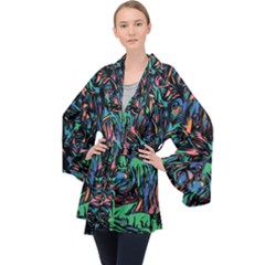 Tree Forest Abstract Forrest Velvet Kimono Robe by Pakrebo