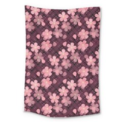 Cherry Blossoms Japanese Style Pink Large Tapestry by Pakrebo