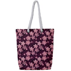 Cherry Blossoms Japanese Style Pink Full Print Rope Handle Tote (small) by Pakrebo