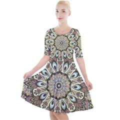 Seamless Pattern Abstract Mandala Quarter Sleeve A-line Dress by Pakrebo