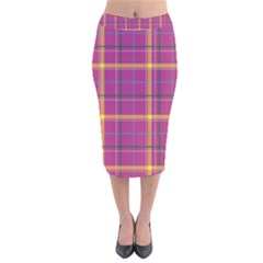 Plaid Tartan Background Wallpaper Velvet Midi Pencil Skirt by Pakrebo