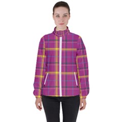 Plaid Tartan Background Wallpaper Women s High Neck Windbreaker by Pakrebo