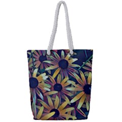 Spring Floral Black Eyed Susan Full Print Rope Handle Tote (small) by Pakrebo