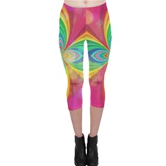 Color Abstract Form Ellipse Bokeh Capri Leggings  by Pakrebo