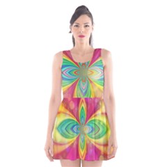 Color Abstract Form Ellipse Bokeh Scoop Neck Skater Dress by Pakrebo