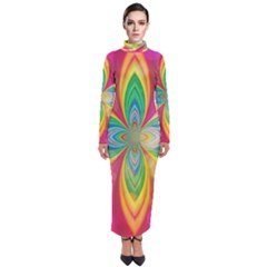 Color Abstract Form Ellipse Bokeh Turtleneck Maxi Dress by Pakrebo