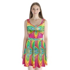 Color Abstract Form Ellipse Bokeh Split Back Mini Dress  by Pakrebo