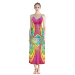 Color Abstract Form Ellipse Bokeh Button Up Chiffon Maxi Dress by Pakrebo