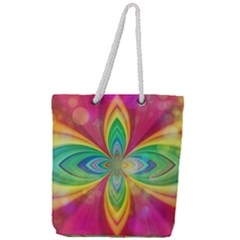 Color Abstract Form Ellipse Bokeh Full Print Rope Handle Tote (large) by Pakrebo