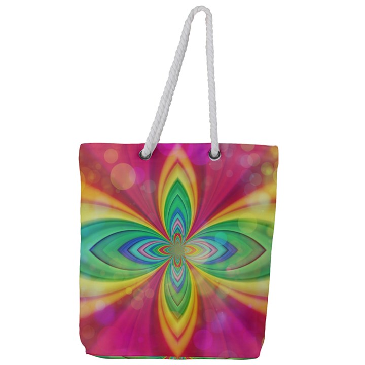 Color Abstract Form Ellipse Bokeh Full Print Rope Handle Tote (Large)