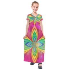 Color Abstract Form Ellipse Bokeh Kids  Short Sleeve Maxi Dress by Pakrebo