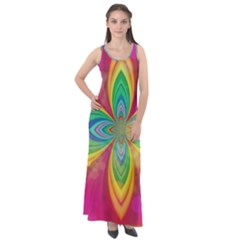 Color Abstract Form Ellipse Bokeh Sleeveless Velour Maxi Dress by Pakrebo