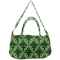 White Flowers Green Damask Removal Strap Handbag